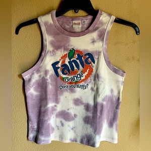 Juniors XL Fanta ribbed 100% cotton cropped purple tie dye tank top